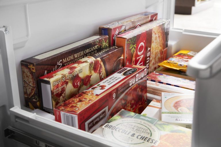 food being stored in freezer